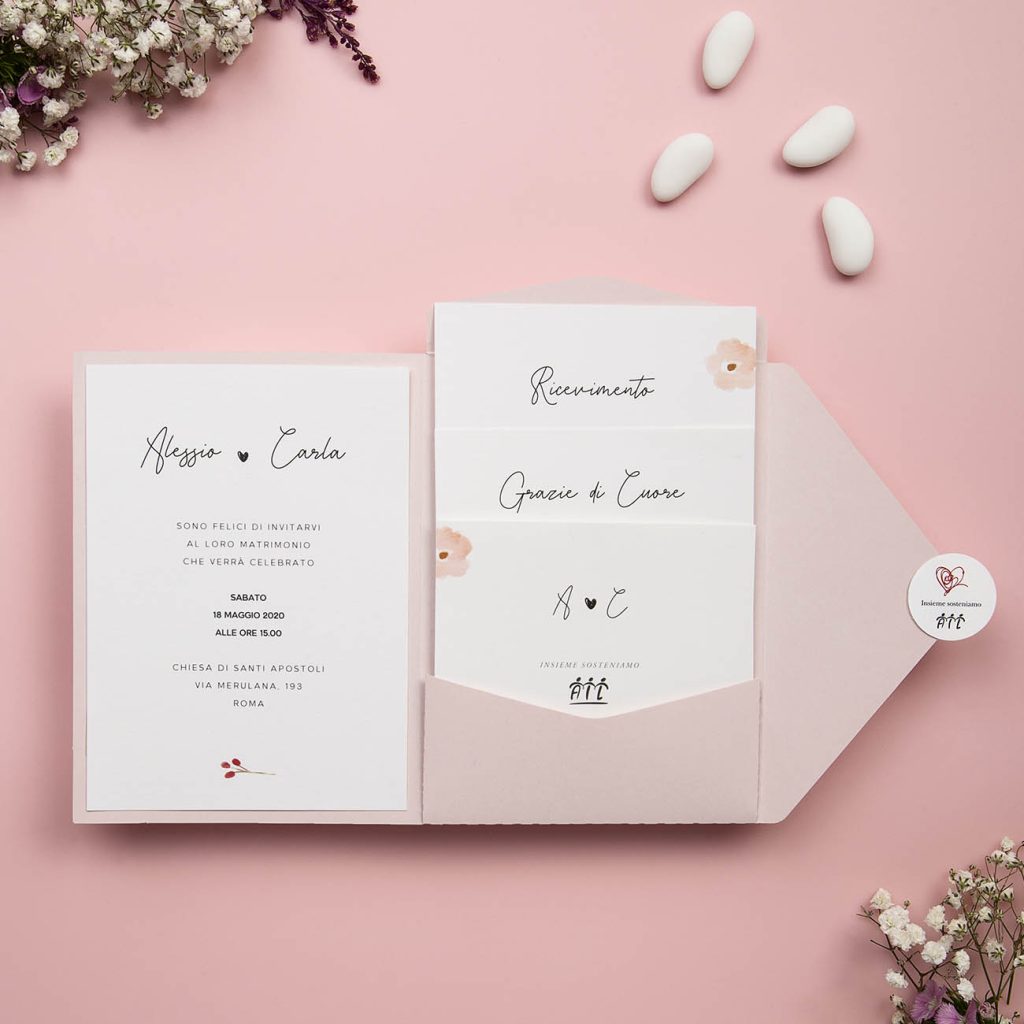 Partecipazione Cofanetto Fiorellini Rosa