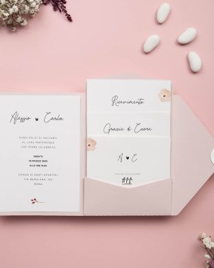 Partecipazione Cofanetto Fiorellini Rosa