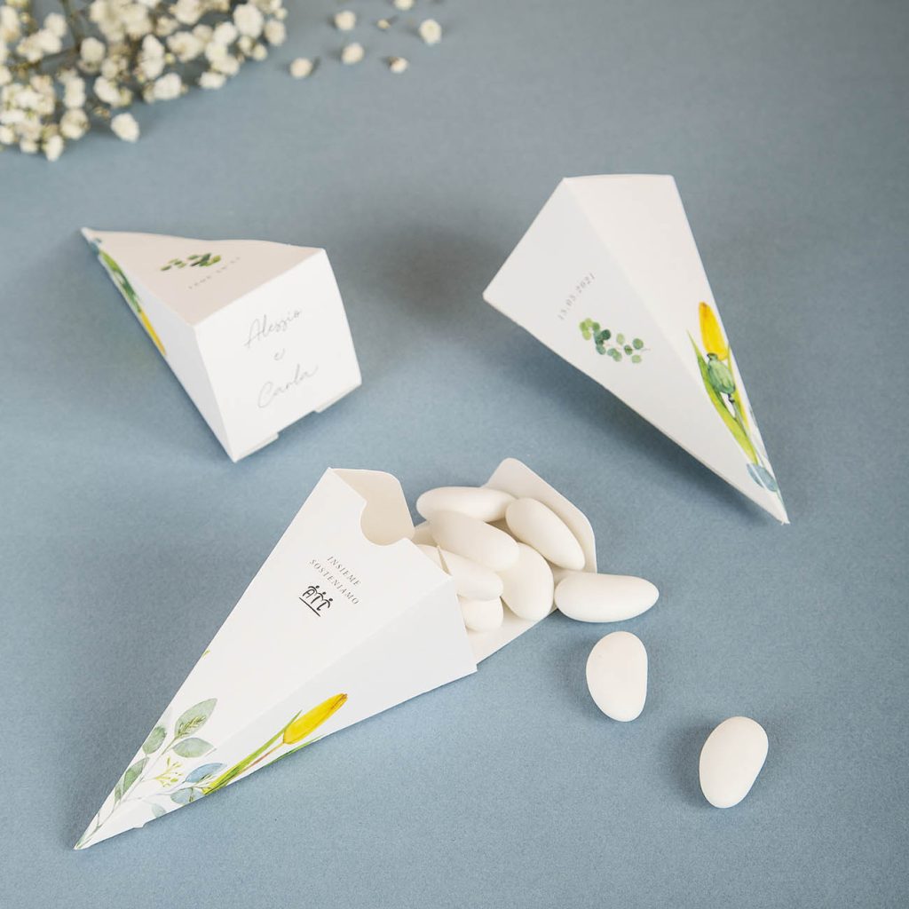 Cono Porta Riso e Confetti Fiorellini Gialli
