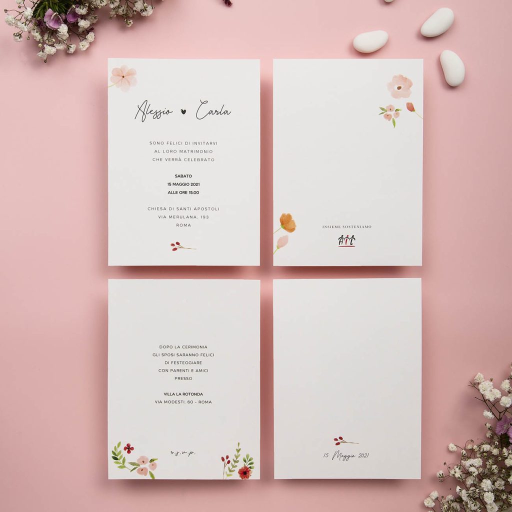 Partecipazione Essential Fiorellini Rosa