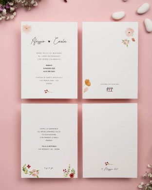 Partecipazione Essential Fiorellini Rosa