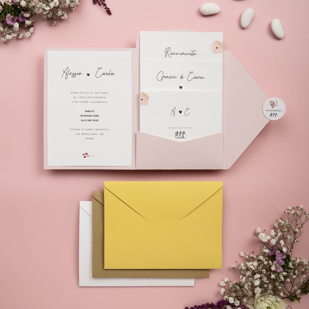 Partecipazione Cofanetto Fiorellini Rosa