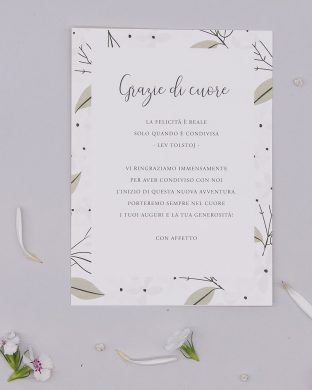 Biglietto ringraziamento con Cornice Botanico