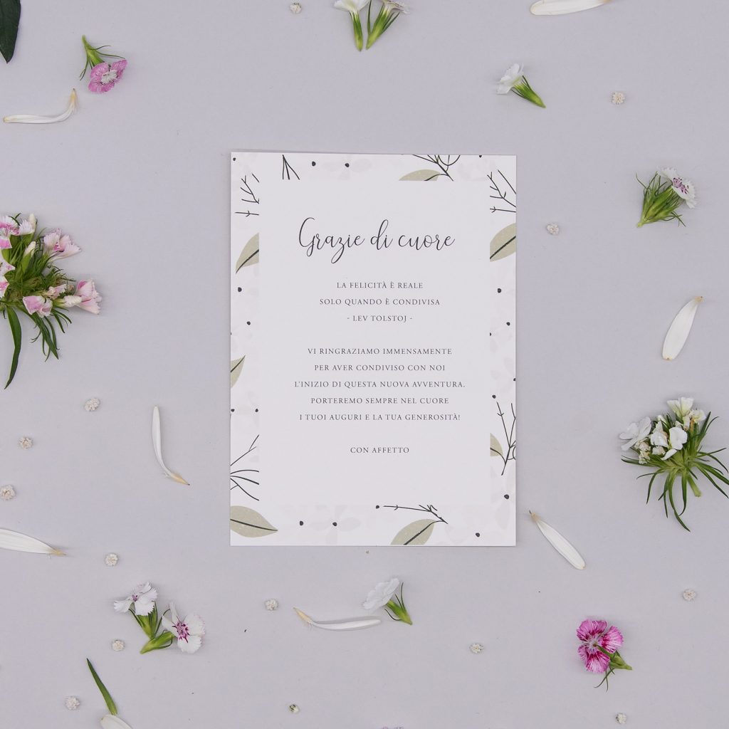 Biglietto ringraziamento con Cornice Botanico