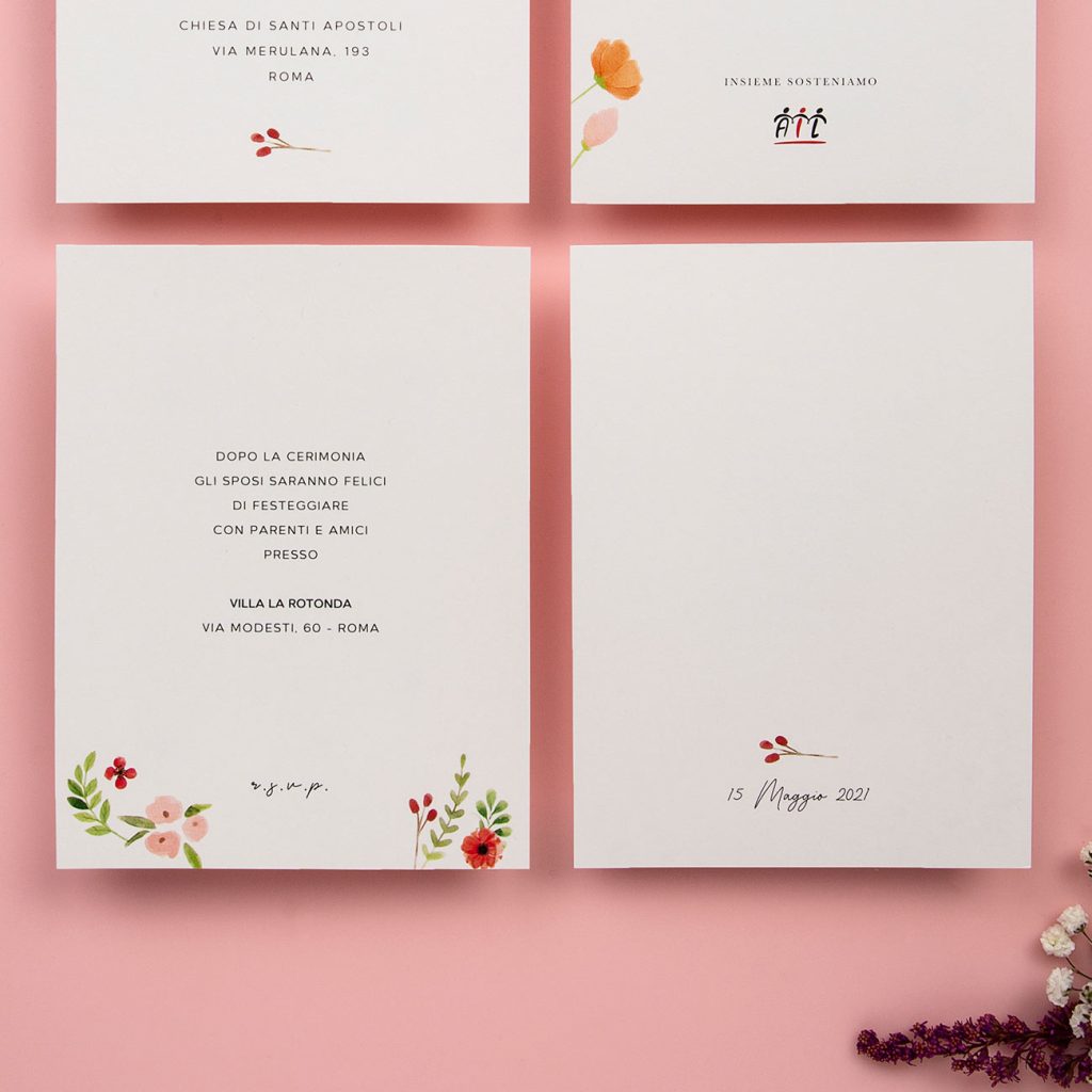 Invito Essential Fiorellini Rosa